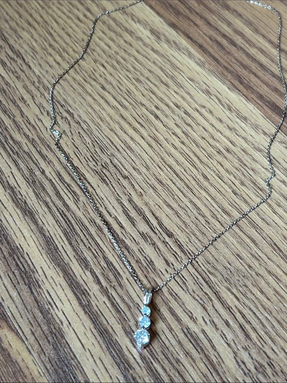Vintage Clear Sparkly Rhinestone Necklace Sterling Silver Chain